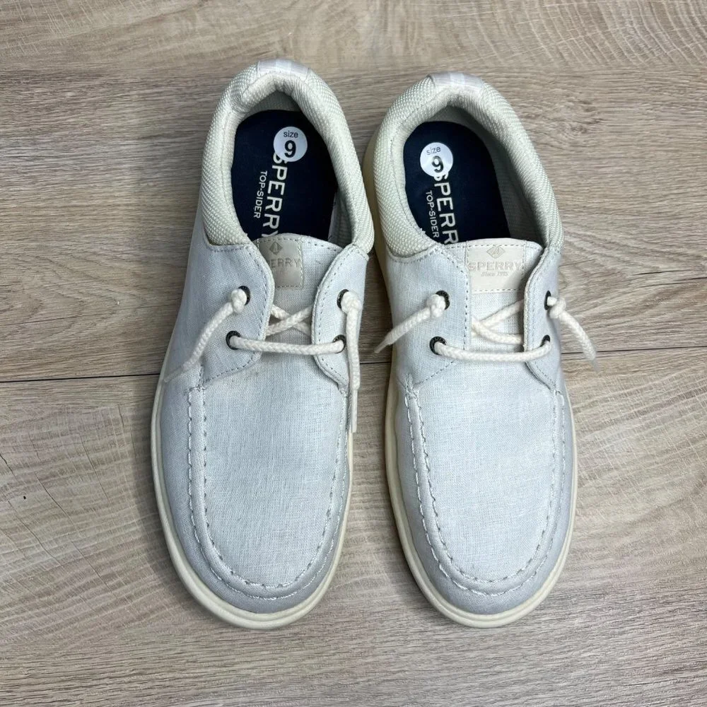 Sperry Women's Captain's‎ Moc Chambray Loafer Sneakers Ivory Slip On 9